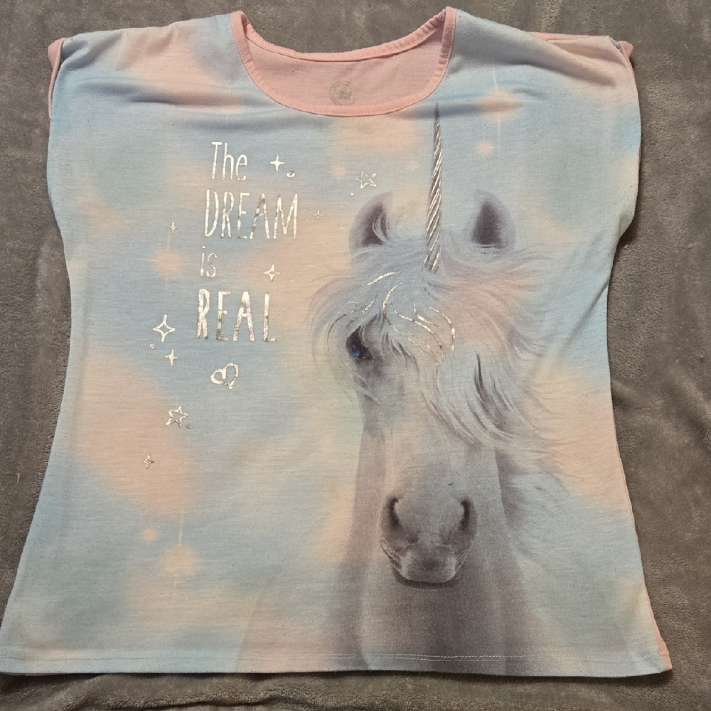 Kids Unicorn Graphic Tee - Blue and Pink: B